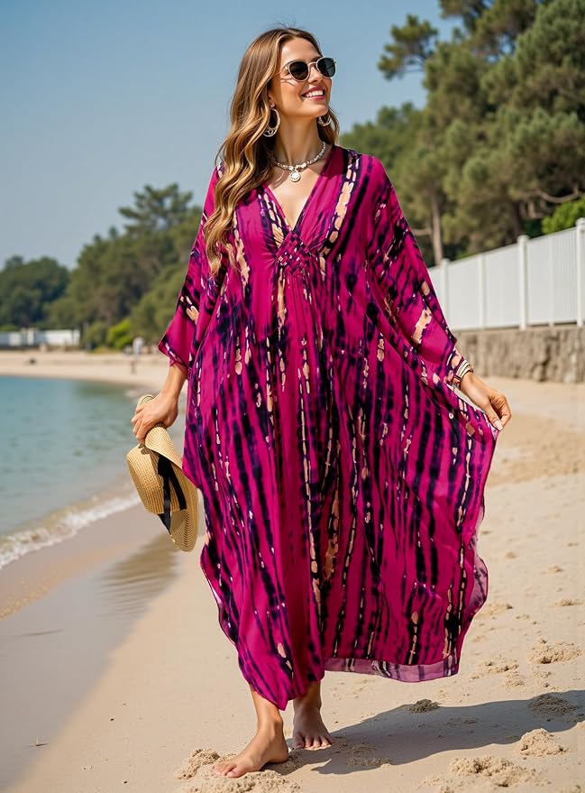 Mumu Dresses for Women Plus Size, Bohemian Kaftan Beach Cover Up Long Maxi Nightgown Soft Loungewear