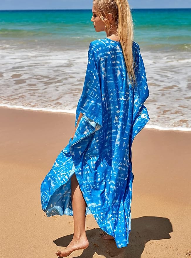 Venasha Womens Caftan Floral Print Kaftan Dress Short Sleeve Swimsuit Cover up Loungewear for Summer