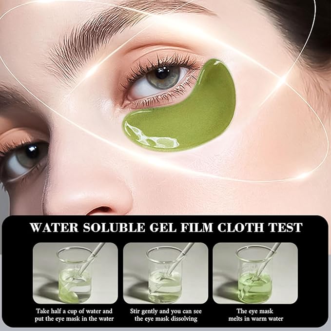 Avocado Eye Masks 60Pcs - Hydrating Under Eye Patches with Aloe Vera, Hyaluronic Acid - Cooling Gel Mask for Puffy Eyes, Dark Circles & Fine Lines (Avocado Green)