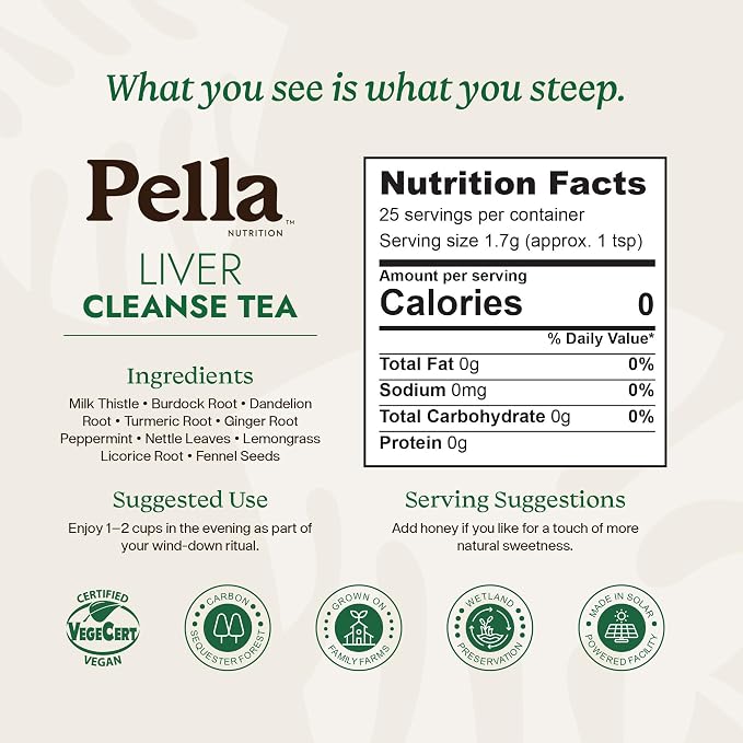 Liver Cleanse Tea – 10-Herb Formula with Milk Thistle Dandelion Burdock Turmeric Ginger Nettle Leaves Peppermint Lemongrass Licorice & Fennel – Vegan Kosher Caffeine-Free Loose Leaf Tea – 25 Servings