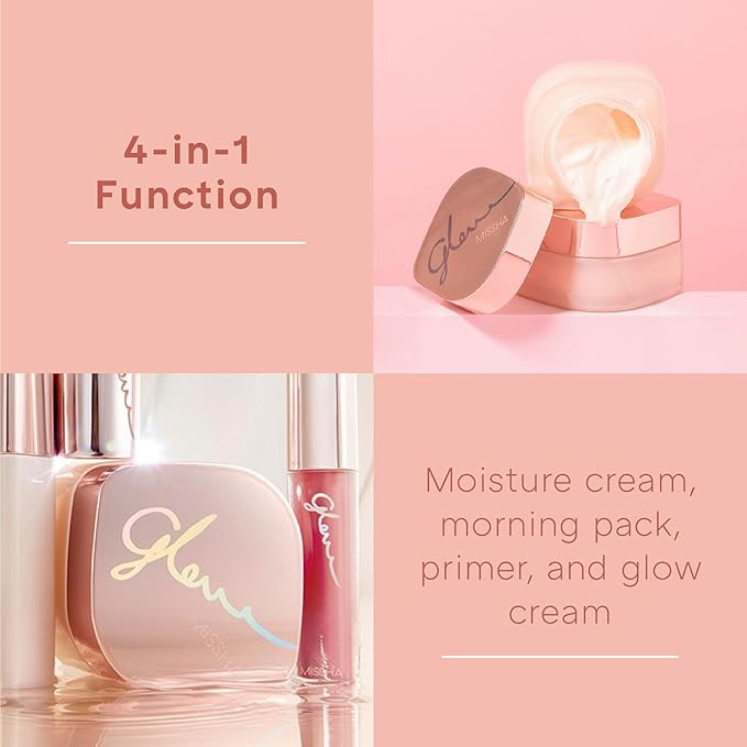 MISSHA Glow Skin Balm 1.69 fl oz/ 50ml 4-in-1 Primer, Moisturizing Cream, Morning Pack, Luminizing Cream for a Flawless Natural Glow, Glass Skin