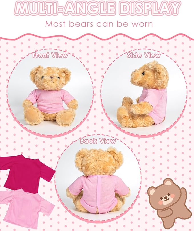8 Pcs Colorful Bear Clothes Cute Bear Accessory Bag, Fits 14-18 Inch Bears, DIY Toy - Design Your Own Teddy Bear, Build a Bear Clothes