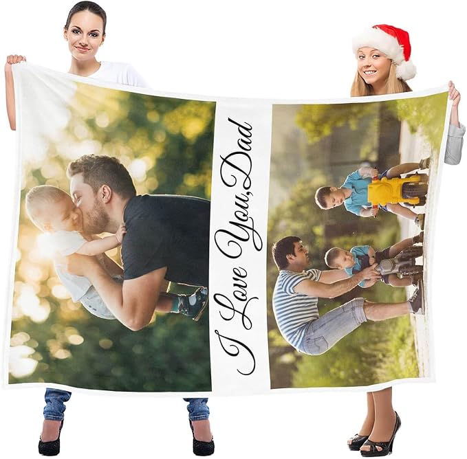 inkArts Personalized Blanket, Custom Blanket with Photo, Customized Picture Blankets, Custom Photo Blankets, Personalized Fathers Day Blanket Gifts for Dad Baby Kid Family