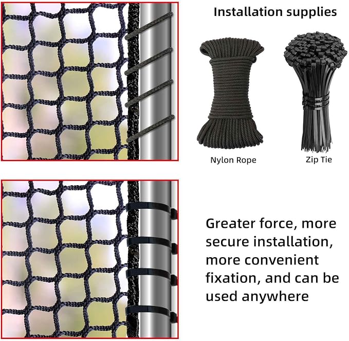 Balcony Netting for Pets，Apartment，Stair，Trampoline，Playground，Child Safety Rope Net，Driveway Net for Kids Safety，Baseball Softball Net Sports Netting (3.3ft×6.6ft, Black)