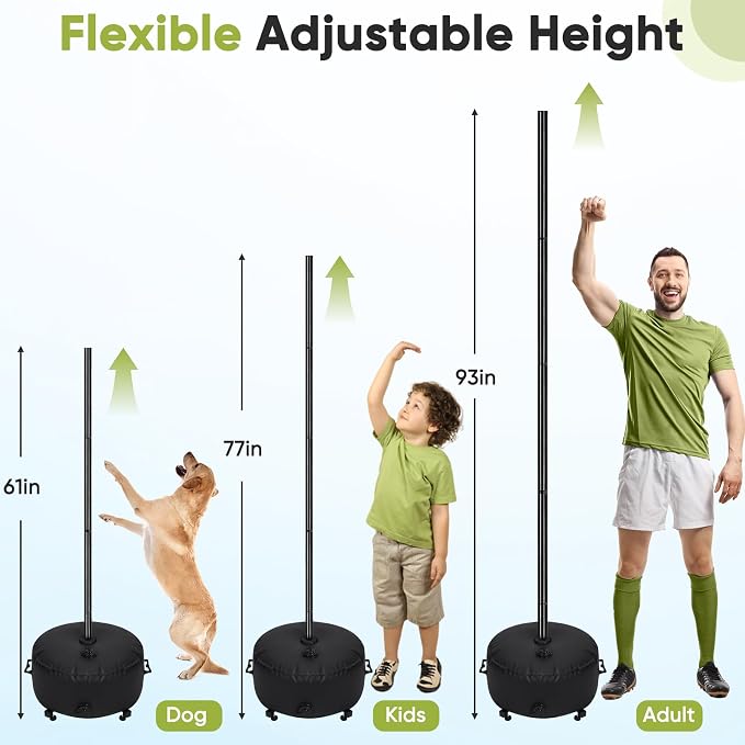 GADFISH Portable Tetherball Set with Ball and Rope, Adjustable Height Rack with Water Bag Base, Suitable for Playing in Indoor & Outdoor, Playground, Backyard(Black)