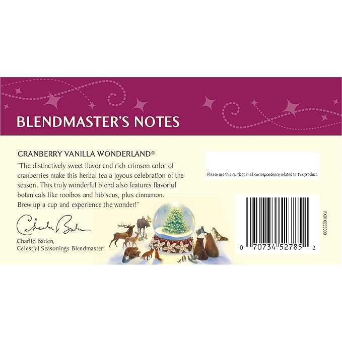 Celestial Seasonings Herbal Tea, Cranberry Vanilla Wonderland, 18 Count (Pack of 6)