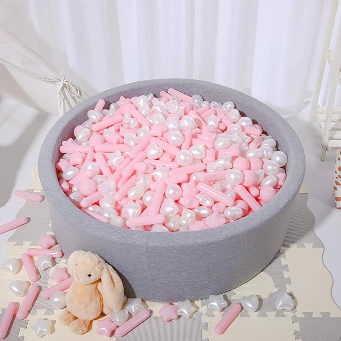 STARBOLO Ball Pit Balls for Toddlers - Macaron 200 Ball Pit Balls Crush Proof Plastic Toy Balls for Toddlers Ball Pits, Ball Pit Play Tent, Baby Pool Water Toys(Pink, Pearl White)