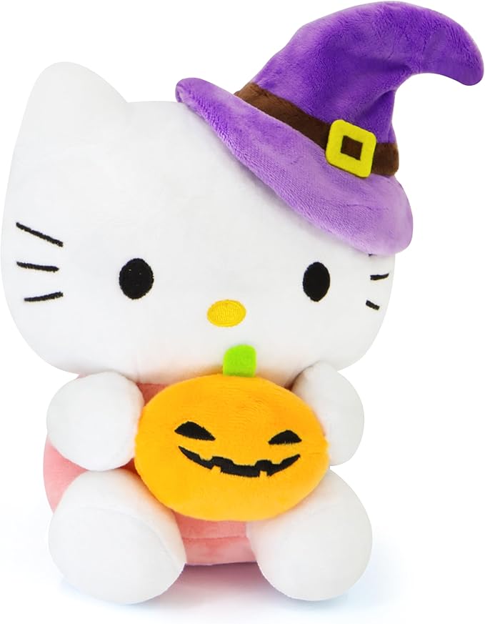 7-Inch Halloween Pumpkin Cat Plush, Soft and Cute Kitty Stuffed Animal, Adorable Halloween Decoration and Gift (Purple)