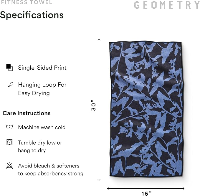 GEOMETRY Gym Towels for Working Out - Compact & Quick Dry, Super Absorbent Double-Sided Microfiber Sweat Towel - Premium Microfiber for Gym - Lavender Nights, 16" x 30", 1 Piece