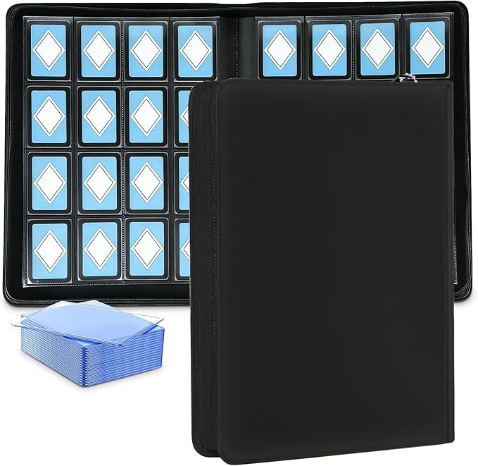 Premium 1000+ Pockets Big Trading Card Binder 1024 Capacity 16-Pocket Ringless Double Sided Zipper Pocket Card Binder Collector Album for MTG,Sports Cards & Standard Size Cards