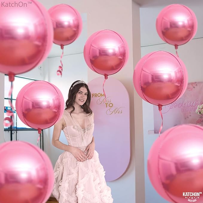 KatchOn, Light Pink Balloons - 22 Inch, Pack 6 | Light Pink Foil Balloons for Pink Birthday Decorations | Metallic Balloon For Birthday, Gender Reveal, Baby Shower, Bachelorette Party