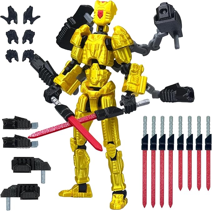 Assembly Completed T13 Action Figure,3D Printed Multi-Jointed Movable, Nova 13 Action Figures Desktop Decorations for Game Lovers Toy (Yellow)