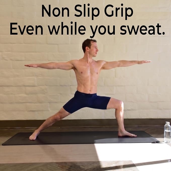 Tatago Hot Yoga Mat Non Slip-Professional Grade Natural Rubber Yoga Mat, Pliates Mat, Stretching Mat or exercise mats for home workout. Nonslip for Hot and Sweaty Classes. Includes Yoga Strap for Carrying and Stretching too.