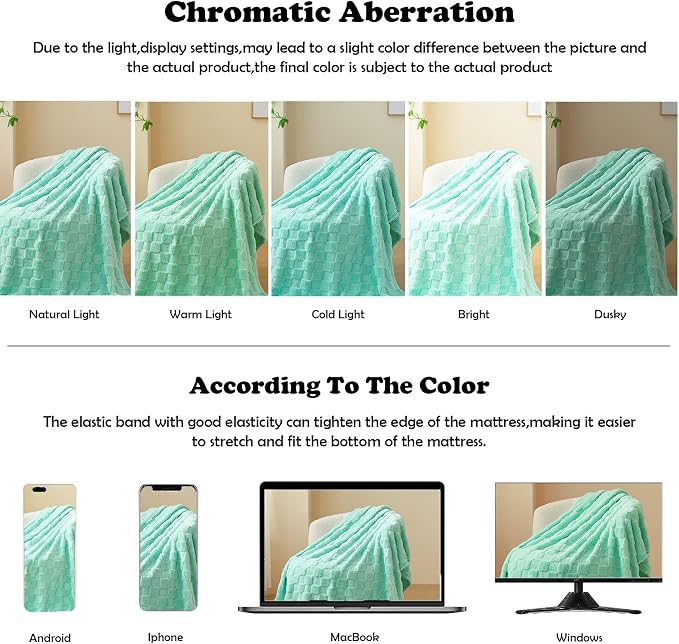 NEWCOSPLAY 3D Checkered Flannel Queen Blanket, Aqua Checkered, 90"x90" | Super Soft Cute Lightweight Decorative Premium Silky Fleece Blanket for Couch Sofa Bed, Gift for Women Men, All Season Use