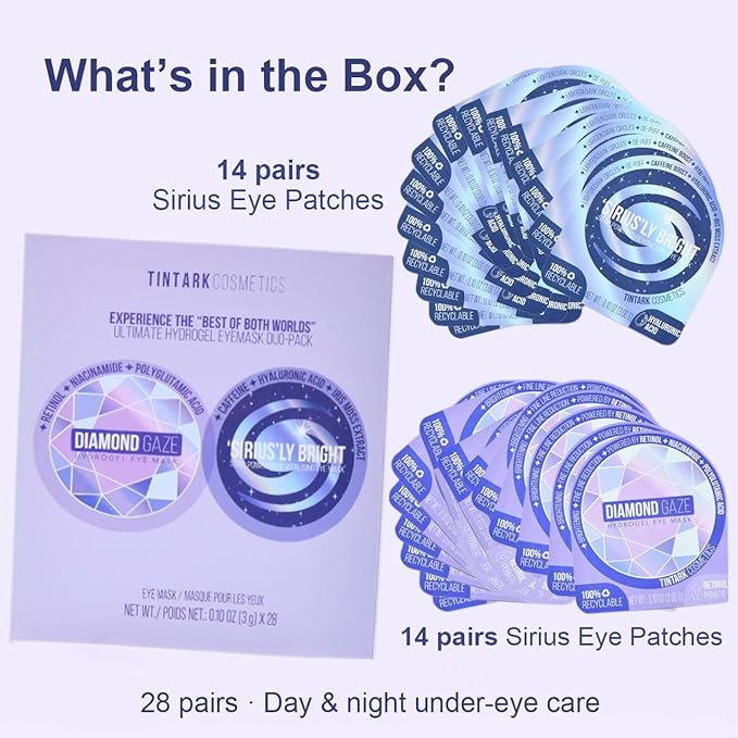 Ultimate Duo-pack Under Eye Patches 28 Pairs, 15-Min Revive Hydrogel Eye Masks with Caffeine Retinol Niacinamide to Reduce Dark Circles Puffiness Wrinkles, Refresh Tired Eyes, Bridesmaid Women Gifts