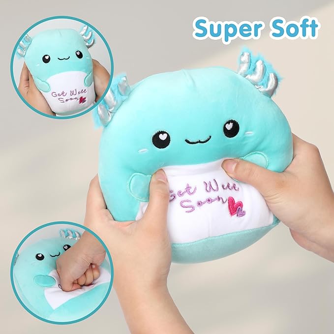 Easfan Get Well Soon Axolotl Plush Pillow Soft Cute Salamander Plush EEL Better for Women Men Get Well Soon Gifts for Kids Patient