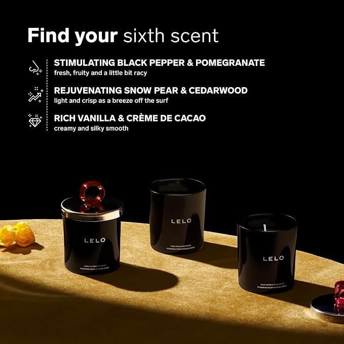 LELO Flickering Touch Massage Candle, Melts into Massage Oil, Scented Candle Body Massage Oil, Luxury Skin Treatment, Snow Pear & Cedarwood Scent (Pack of 2)