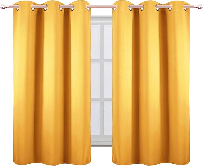 LEMOMO Yellow Thermal Blackout Curtains/38 x 54 Inch/Set of 2 Panels Room Darkening Curtains for Bedroom