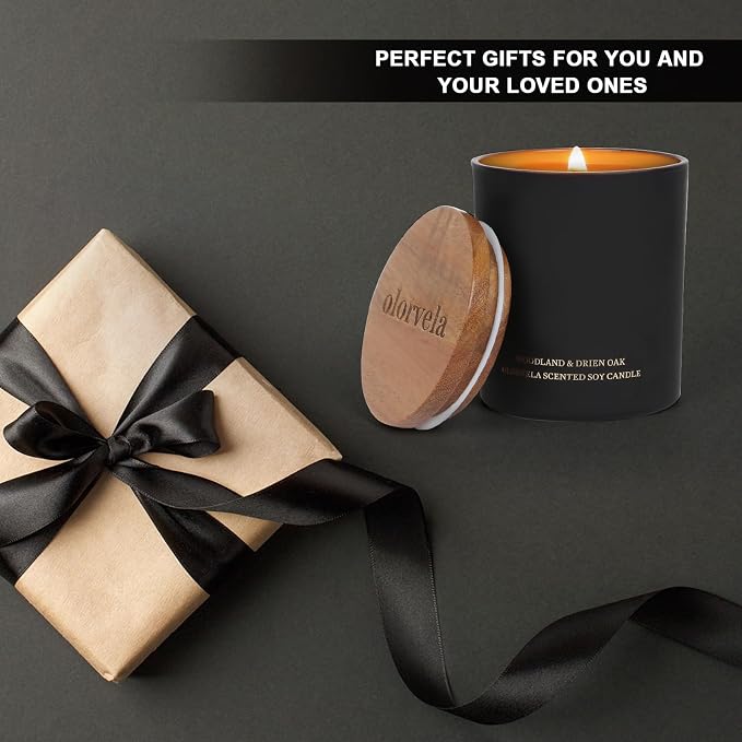 Scented Candles for Men, 8oz Candle for Home Scented, 50-Hour Burn Time Long-Lasting Aroma, Aromatherapy Gifts for Men (Summer Hill & Amber Wood, Wood Wicked)