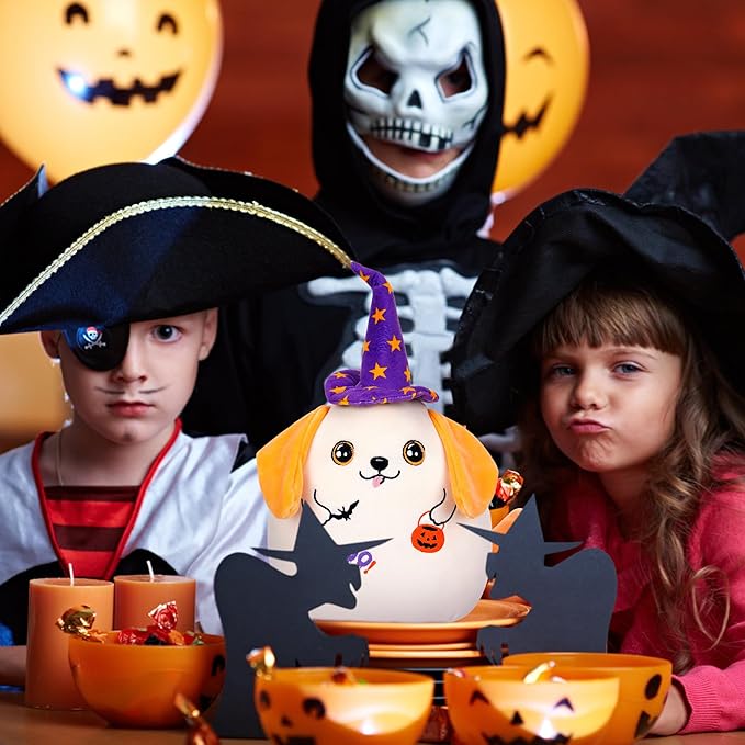 Halloween Dog Plush Stuffed Animal - Kids’ Plush Toy Pillow Witch Hat Pumpkin Lantern Bat Trick or Treat 12 Inch