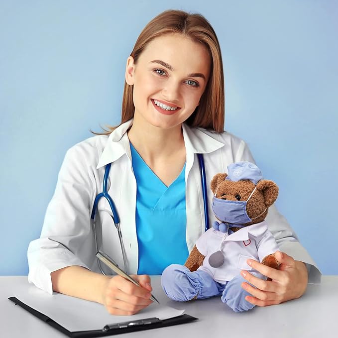HollyHOME Doctor Bear Stuffed Animal Teddy Bear in Doctor Uniform Medical Gifts for Doctors Med School Students and Kids 16 inches