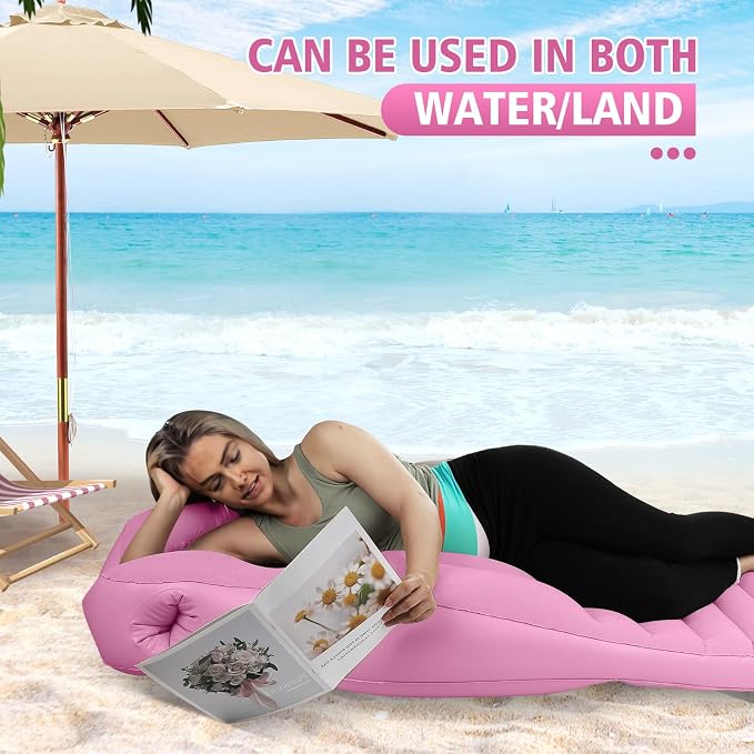 Inflatable Pregnancy Pillow with Belly & Head Hole, Prone Pregnancy Pillow for Stomach Sleepers, Maternity Air Mattress for Belly Support, Pregnancy Pool Float for Tummy Relaxation & Massage, Pink