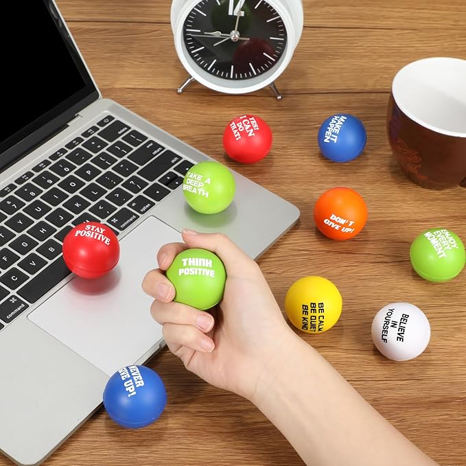 Chivao 160 Pcs Motivational Stress Balls Colorful Foam Inspirational Quotes Anxiety Relief Balls Small Funny Stress Relief Hand Exercise Gifts for Adults Teams Motivating Encouraging (Motivated)
