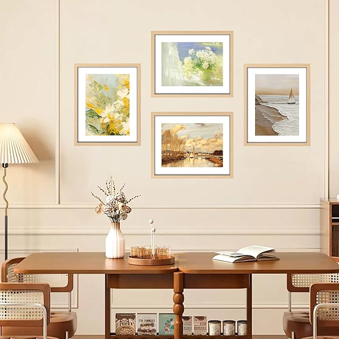 11x14 Picture Frame 2 Pack, Photo Frame with HD Plexiglass, Display Pictures 8x10 with Mat or 11x14 Without Mat, Natural Picture Frames Collage Wall Decor, Gallary Wall Frame