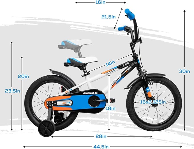 WEIZE Kids Bike,14 16 20 Inch Children Bicycle for Boys Girls Ages 3-12 Years Old, Rider Height 32-60 Inch, Coaster Brake, Multiple Color Options