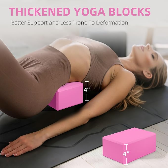 Large Foam Yoga Block 1 Pack, 9x6x4 Sturdy Pilates Block, Workout Block, Non Slip Surface Yoga Brick for Pilates Meditation, Stretching and Toning