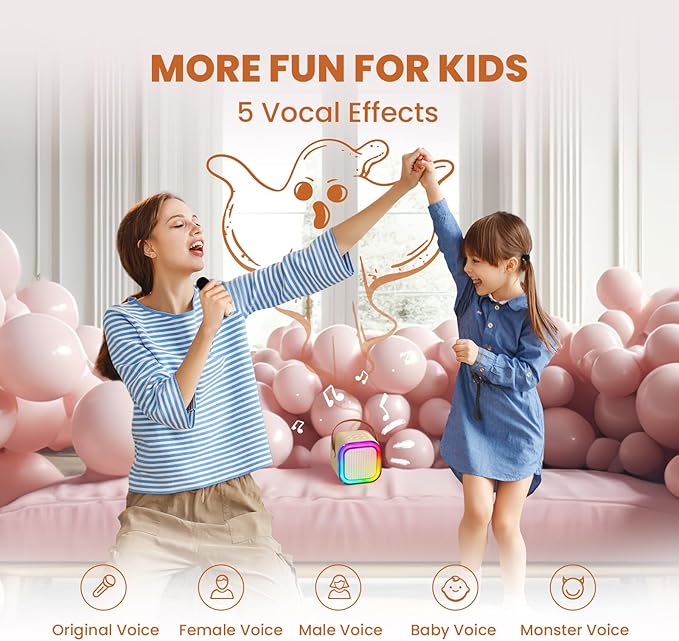 Karaoke Machine for Kids, 2026 TOP Toys Birthday Gifts Ideas for Girls Ages 4, 5, 6, 7, 8, 9, 10, 12+ Years Old, Portable Mini MP3 Player with 2 Wireless Mics for Party