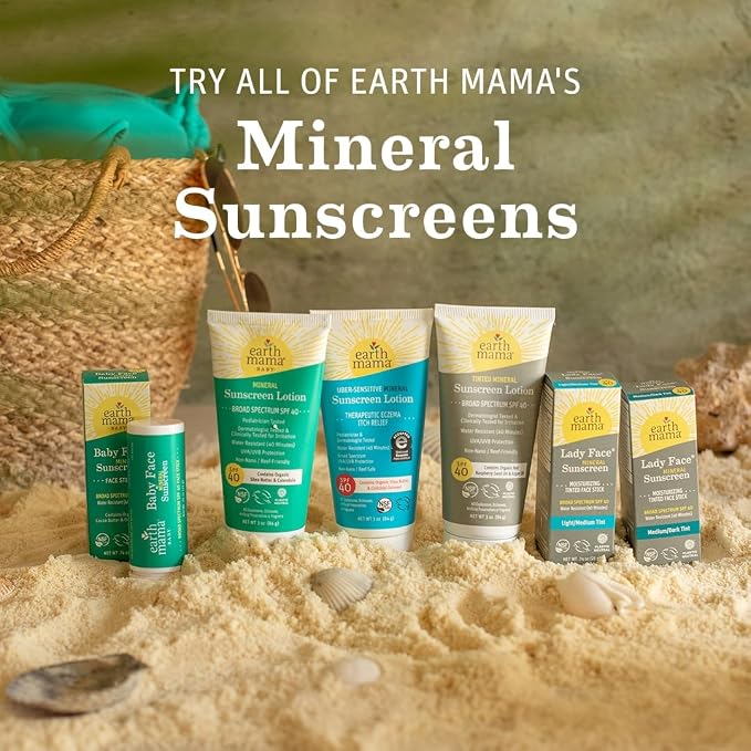 Earth Mama Baby Mineral Sunscreen Lotion SPF 40-3 oz - Non-Nano Zinc - Broad Spectrum for Babies, Kids & Family - Water Resistant Sun Protection