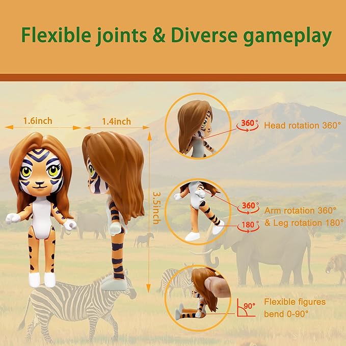 PLENTY MORE Forest Animal Theme Series Action Figure - 3.5 inches / 8cm Collectible Action Figure, Creative Animal Toy, Educational & Fun Play for Ages 3+, Safe & Non-Toxic (Tigeress The Homeless)