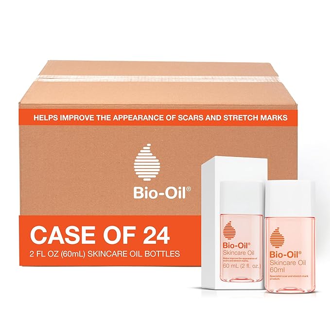 Bio-Oil Skincare Body Oil Serum for Scars and Stretch Marks, Face and Body Moisturizer with Vitamin E & A for Sensitive Dry Skin, Dermatologist Recommended, Non-Comedogenic, 2 oz, Case of 24