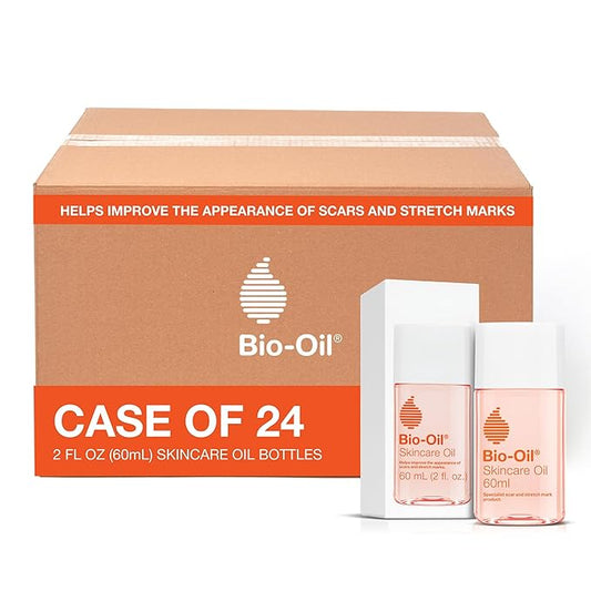 Bio-Oil Skincare Body Oil Serum for Scars and Stretch Marks, Face and Body Moisturizer with Vitamin E & A for Sensitive Dry Skin, Dermatologist Recommended, Non-Comedogenic, 2 oz, Case of 24