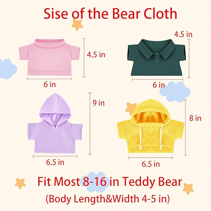 Personalized Teddy Bear Clothes with Name Photo, Custom Stuffed Animal Clothing Fit 8-16inch Stuffed Bear Clothes, Personalized Doll Clothing Make Your Own Plush Doll Shirt