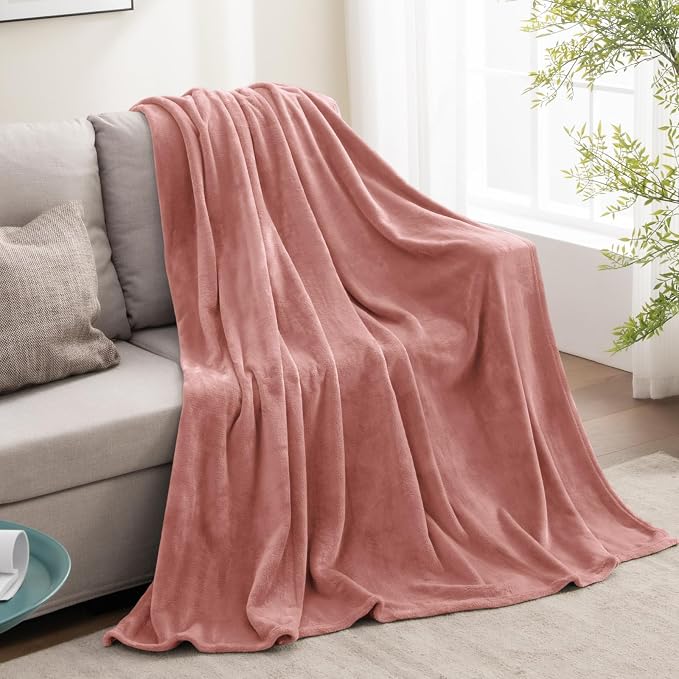 BEDELITE Fleece Blanket Soft Plush Twin Size Blanket Dusty Pink 60"x80" | Ultra Soft Fleece, Plush Microfiber, Lightweight Warmth, All Season Comfort, Fade Resistant, Machine Washable, Couch Sofa Bed
