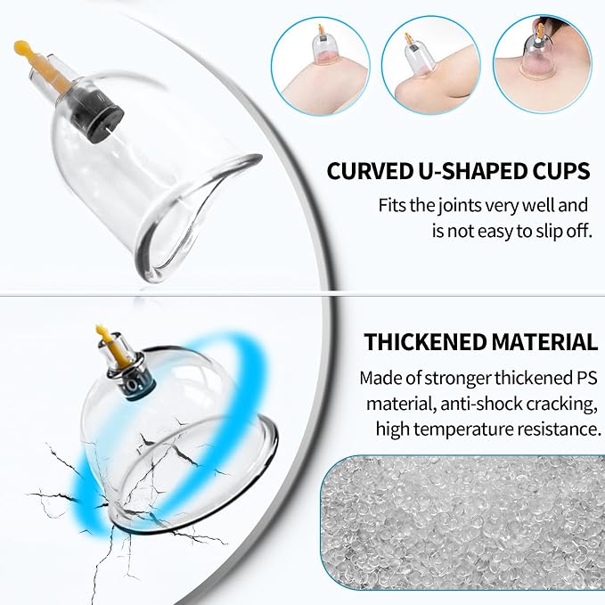 Cupluw Cupping Set, 24 Cups Cupping Kit for Massage Therapy, Chinese Cupping Therapy Set with Magnetics, Professional Vacuum Cupping Set for Cellulite Reduction Muscle Pain Relief with Manual Pump