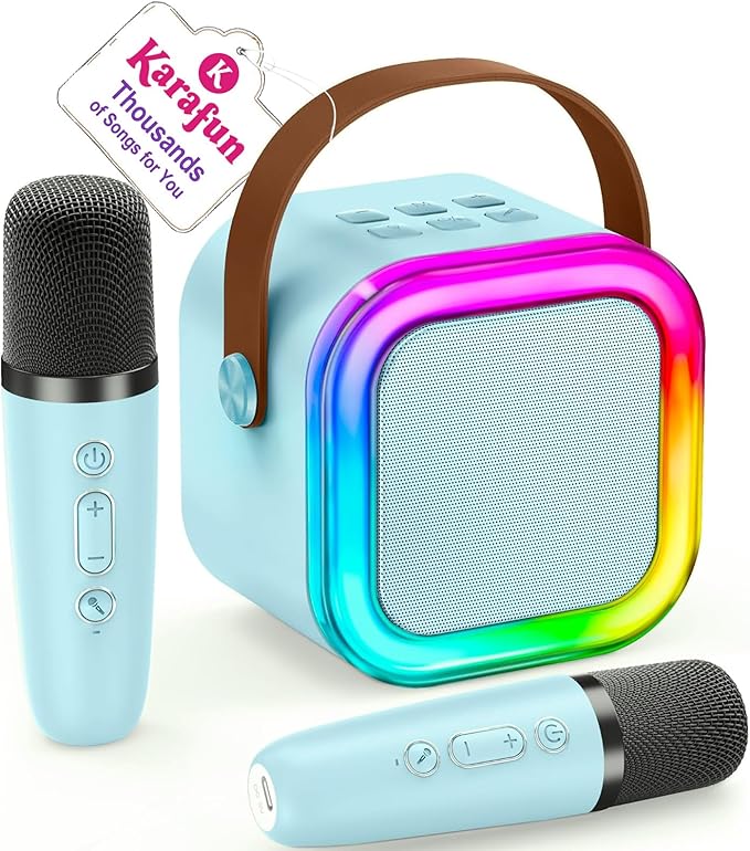 Karaoke Machine for Kids, 2026 TOP Birthday Gifts Toys Ideas for Boys Ages 4, 5, 6, 7, 8, 9, 10, 12+ Years Old, Portable Mini MP3 Player with 2 Wireless Mics for Party
