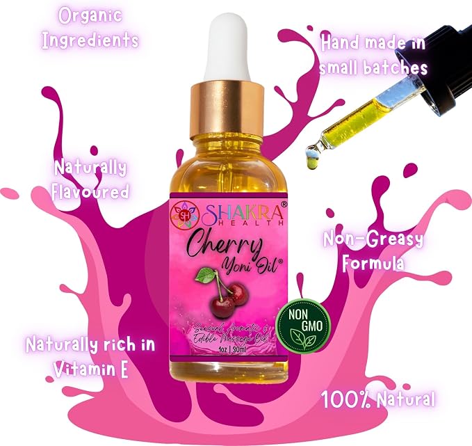 Yoni Oil Cherry 30ml Massage Oil. Moisturise Body & Balance Natural PH, Intimate Feminine Scent, Hygeine & Fresh Smell *Organic Vegan*