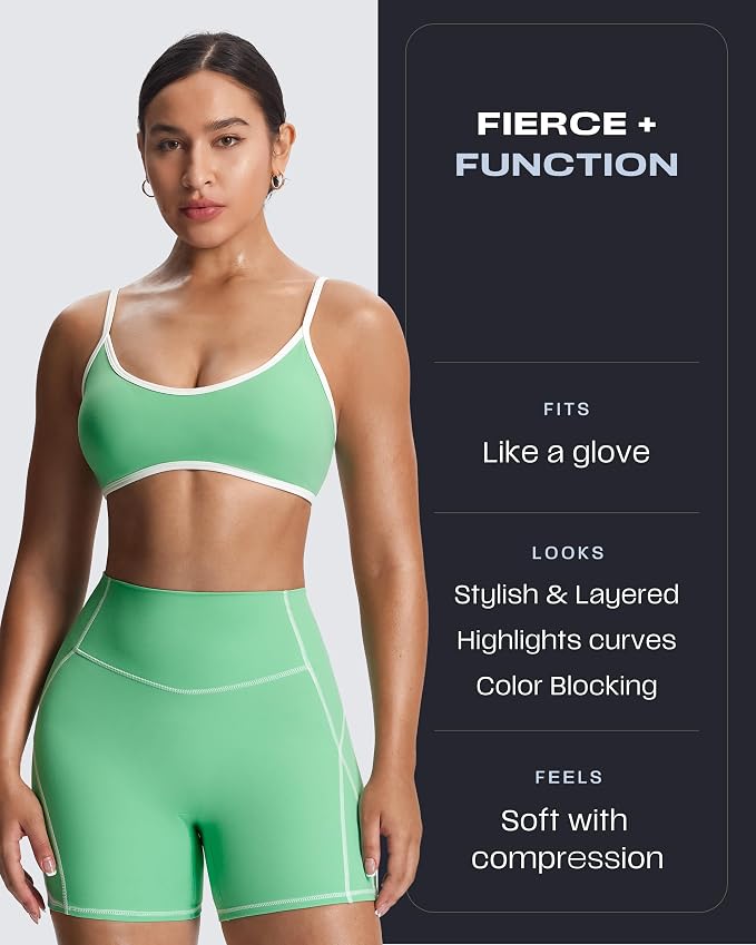 Aoxjox Lexi Lined Workout Biker Shorts for Women Tummy Control High Waisted Exercise Athletic Gym Running Yoga Short 6"