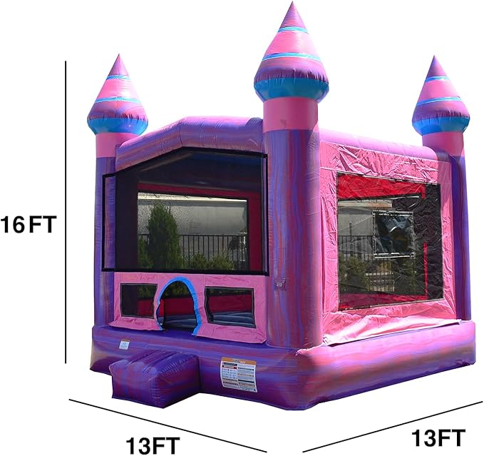 JumpOrange Purplish Commercial Grade Bounce House for Kids and Adults (with Blower), Basketball Hoop, Outdoor Indoor, Birthday Party Rental, Big Inflatable, 13x13