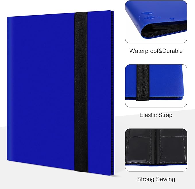 4 Pocket Card Binder for 160 Sleeves, Card Folder Ablum for Trading Cards Collection for Sports Cards, Baseball Cards, Game Cards, Mini TCG Binder Fit for MTG, Gift for Card Collector(Navy Blue)
