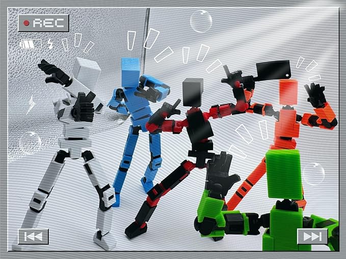 (Assembly Completed) 3D Printed Enlarge Body Size 8.13-inch Action Figure Lucky20, Full Body Mechanical Movable Toy, Multiple Accessories, Desk Decoration (Black)