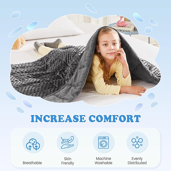 Weighted Blanket - 10 lbs Grey Minky Heavy Blanket - Small Size Breathable Lap Blanket(41"x60", 10 lbs)