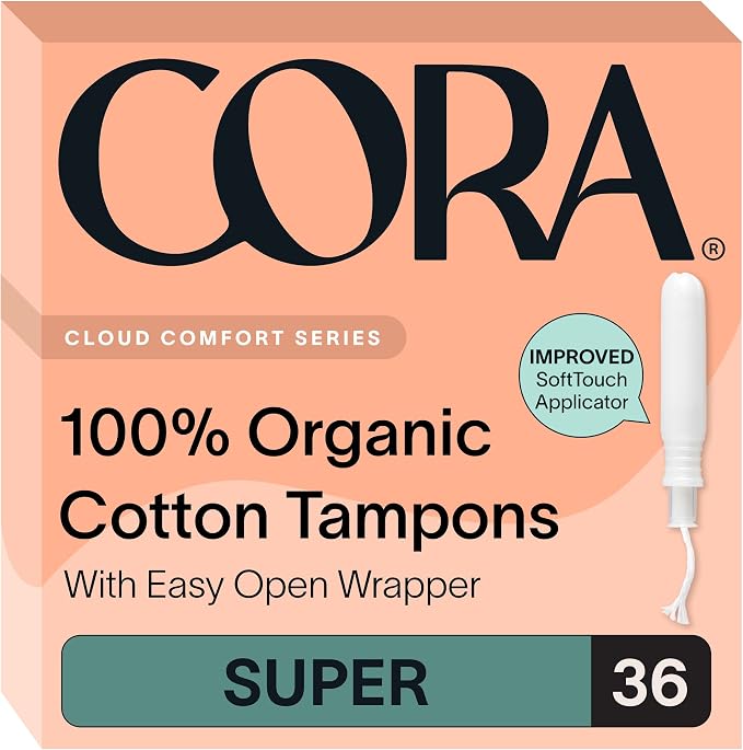 Cora Organic Cotton Tampons (36 Super Tampons)