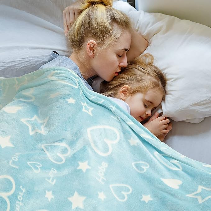 Glow in The Dark Stars Heart Blanket Gifts for Girls Boys,Soft Blanket 3 4 5 6 7 8 9 10 Year Old Girl Gifts Ideas,Toddler Girls Toys Age 6-8,Gifts for Valentine's Day Birthday Presents,50"x60"