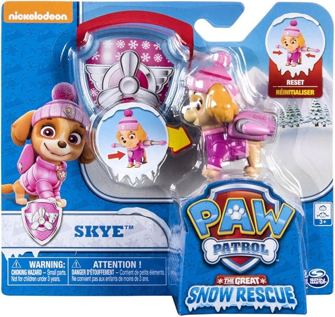 Paw Patrol Snow Rescue – Skye with Transforming Pup Pack and Badge