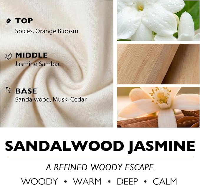HomeLights Soy Wax Candles for Home Scented, 3-Wick Candles in Sandalwood Jasmine Scented, Industrial Chic Aromatherapy Candles Gift for Parties, Relaxing, 34oz