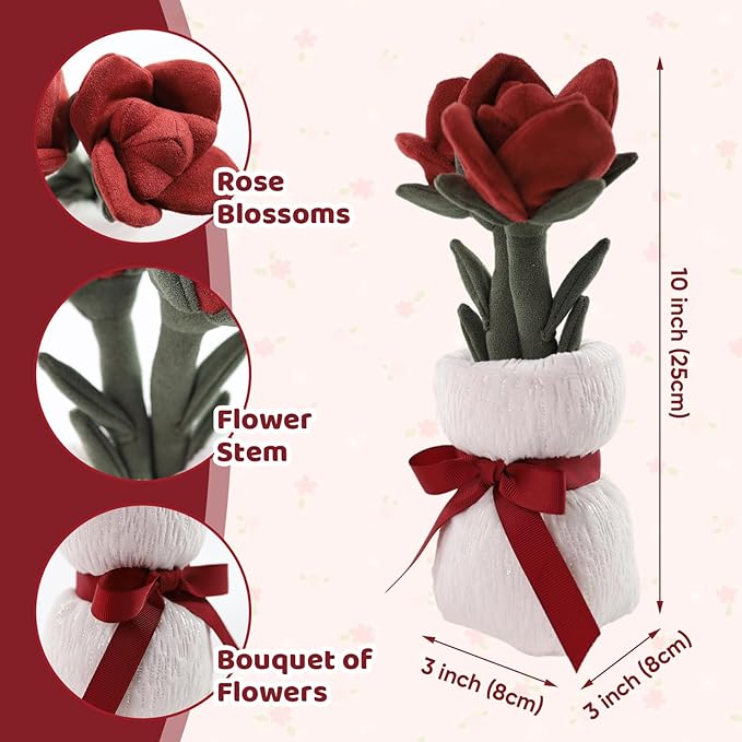 Sew Butiful Rose Flower Plush Creative Stuffed Plants Room Decoration Birthday Gift for Girls, Kids Christmas